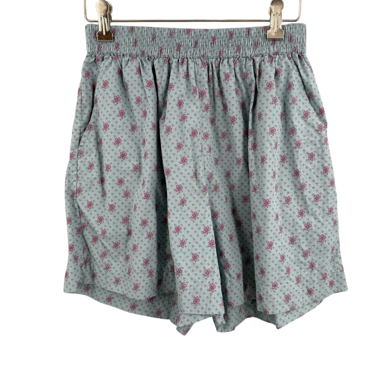 Skall Studio Shorts Blue Floral Elastic Waist Cotton Size Estimated Small